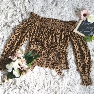 Express Off The Shoulder Animal Print Top